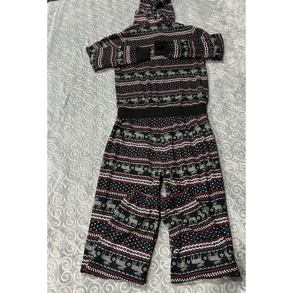 Half Moon Womens Size L‎ Black Red Novelty Hooded One Piece Pajama Jumpsuit - Picture 5 of 5